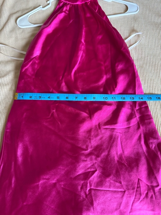 Lovers & Friends Hayes Mini Dress Magenta Pink Halter Satin Small FLAW - Picture 10 of 15
